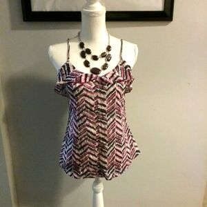 Women size medium pink blue and green lightweight blouse